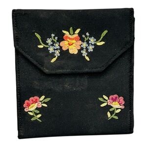 Vintage French Hand Embroidered Floral Wallet